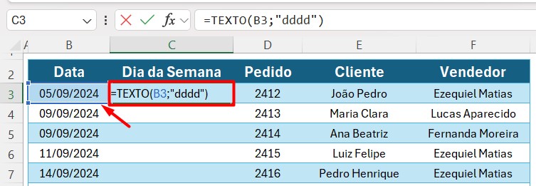 Obter Nome do Dia a Partir da Data no Excel