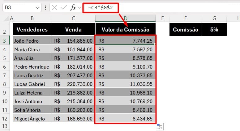 Como Travar a Célula no Excel