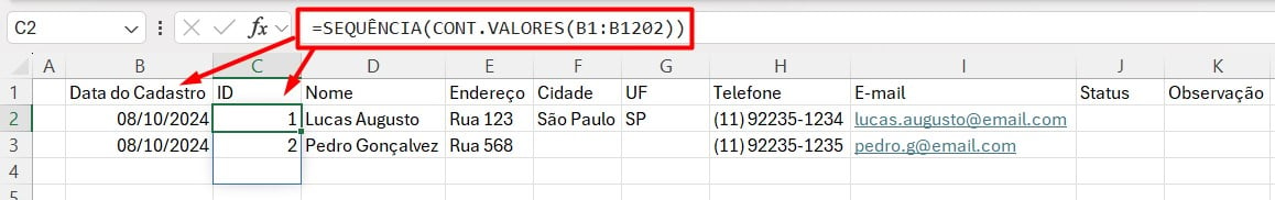 Criando o ID Automático do Cliente no Excel