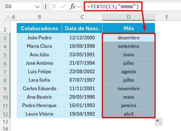 Função TEXTO Extraindo os Meses no Excel