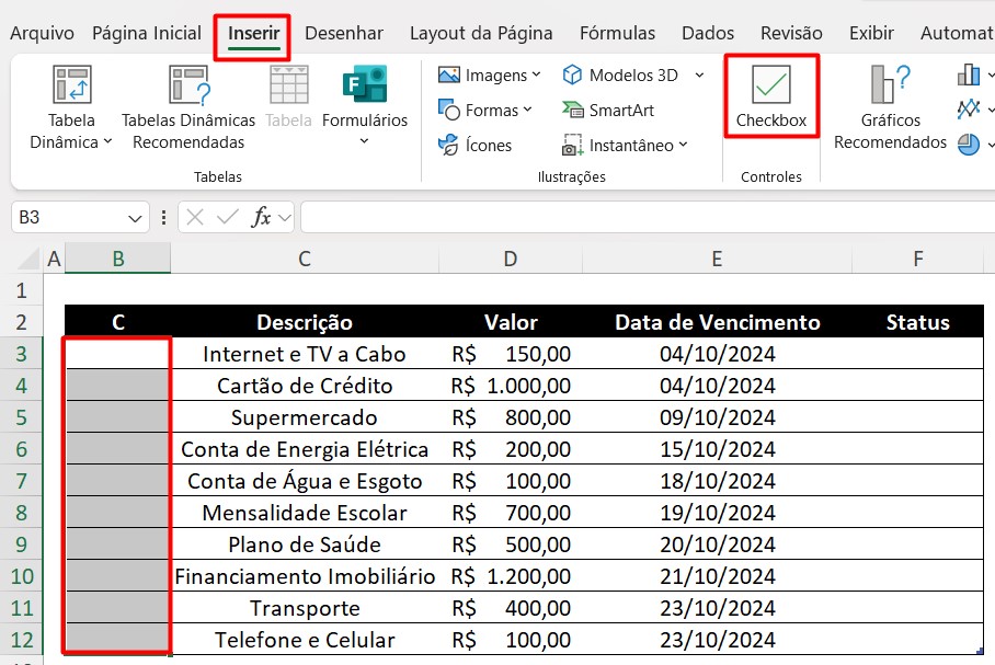 Como Inserir uma Marca de Seleção no Excel