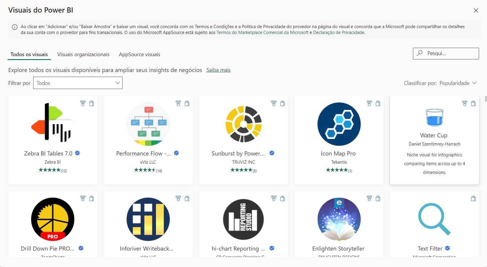 Opções de Visuais no Power BI