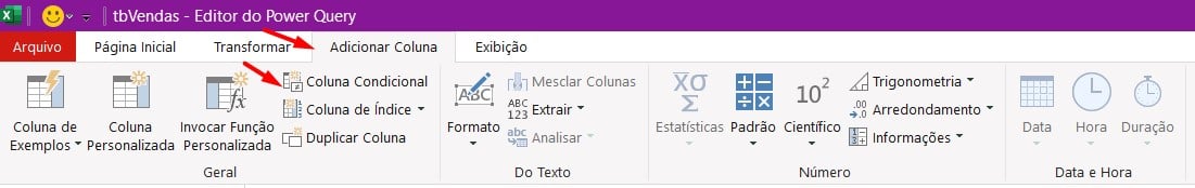 Adicionando Coluna Condicional no Power Query