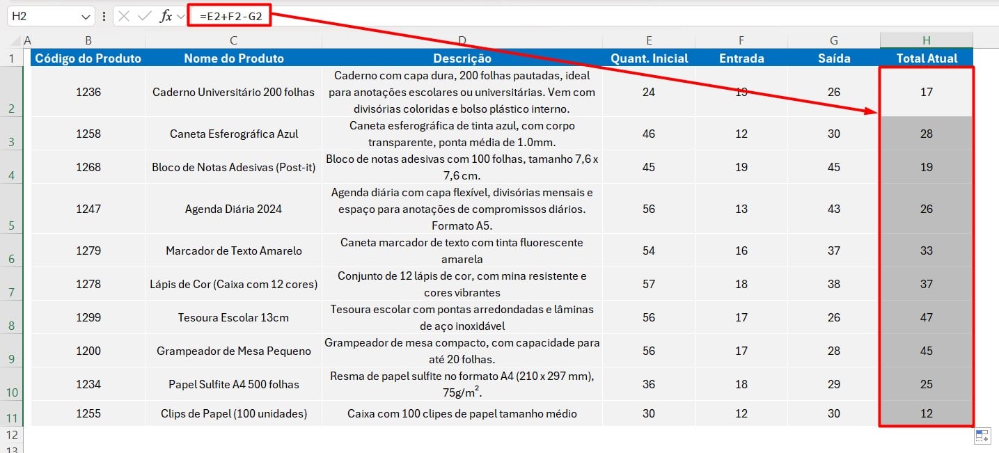 Calculando o Total de Produtos em Estoque