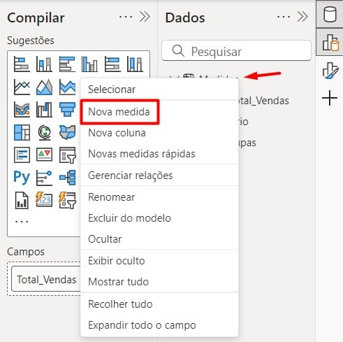 Criando Nova Medida no Power BI