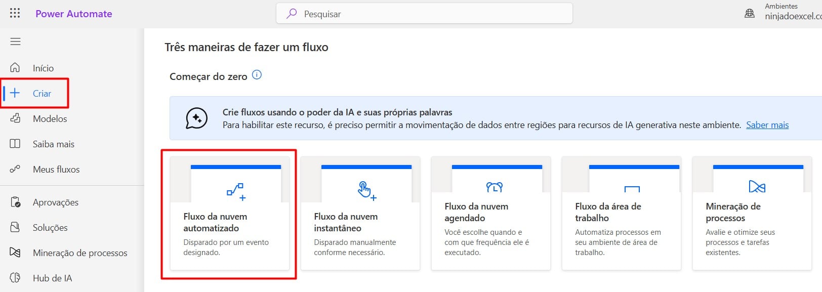 Criando um Fluxo da Nuvem Automatizado no Power Automate