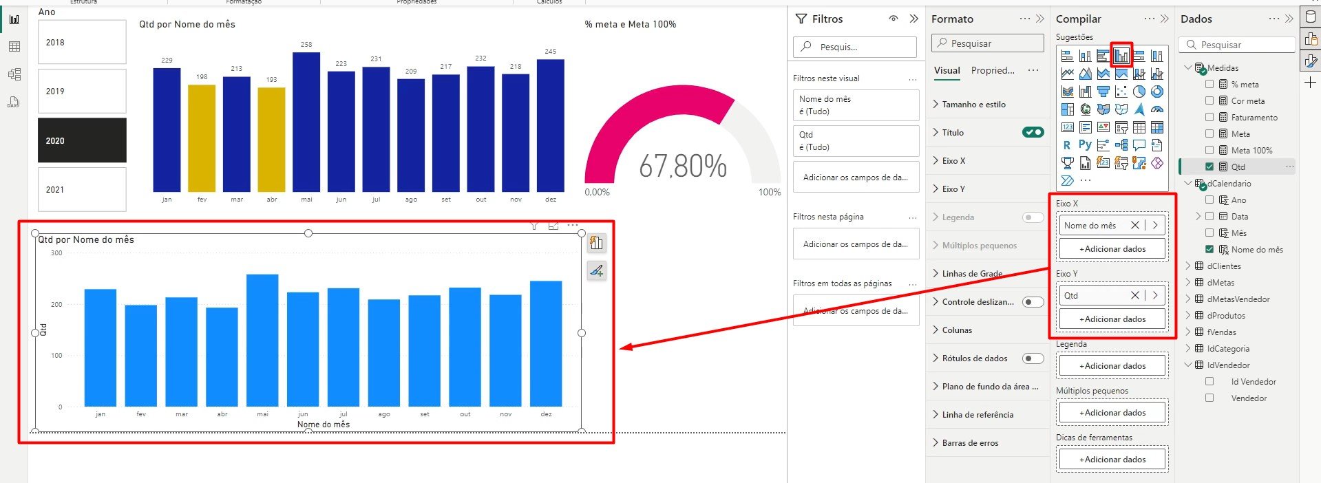 Criando um Gráfico de Colunas no Power BI