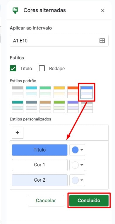 Formatando as Cores da Planilha no Google Sheets