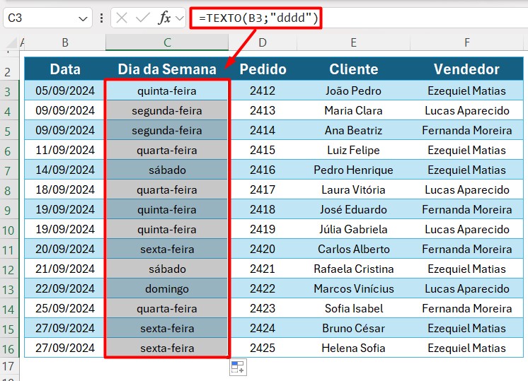 Resultado da Função TEXTO no Excel