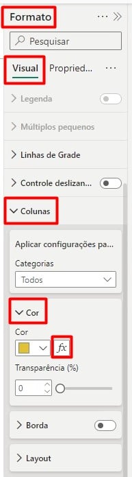 Aplicando a Formatação Condicional no Gráfico de Colunas no Power BI