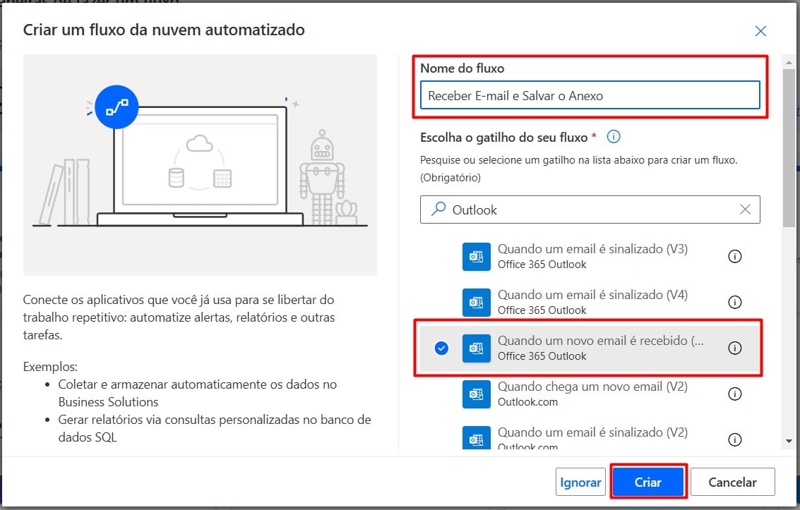 Criando um Fluxo da Nuvem Automatizado no Power Automate