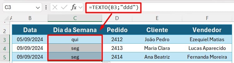 Obter Nome do Dia a Partir da Data no Excel