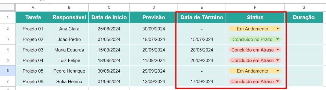 Status Preenchido