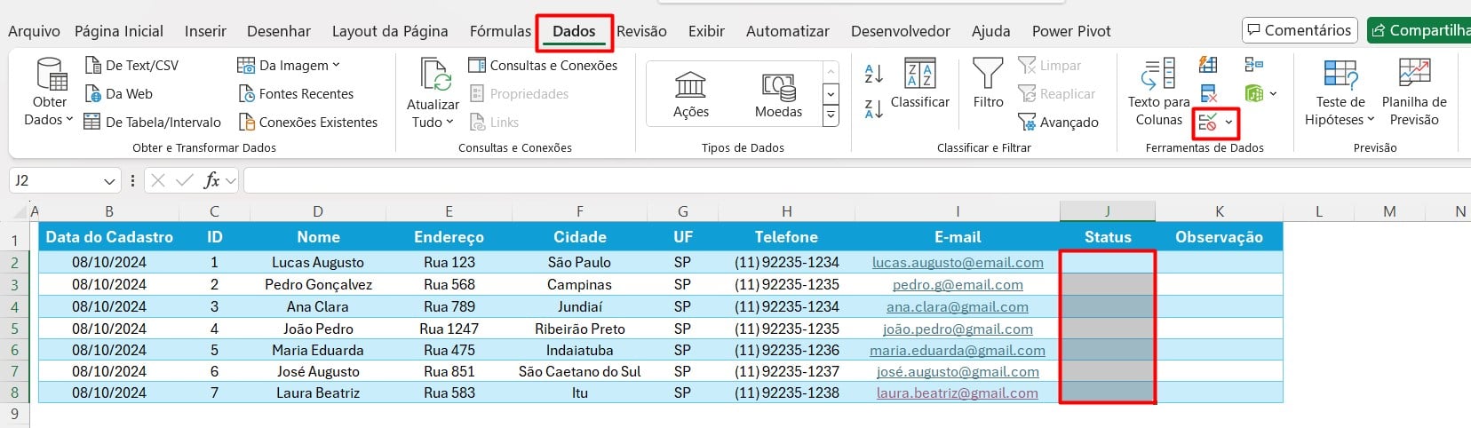 Validação de Dados no Excel