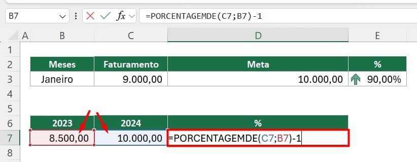 Aplicando a Função PORCENTAGEMDE no Excel