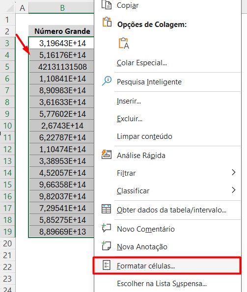 Converter Notação Científica em Número ou Texto no Excel