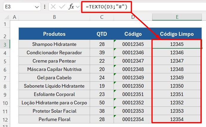 Resultado da Função TEXTO no Excel