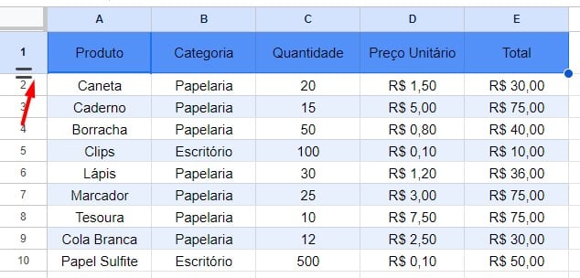 Aumentando a Altura do Cabeçalho