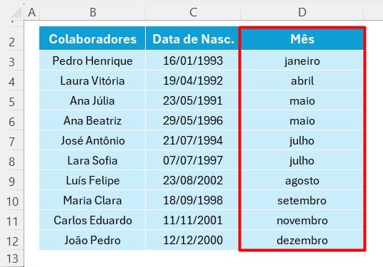 Classificando as Datas por Mês no Excel