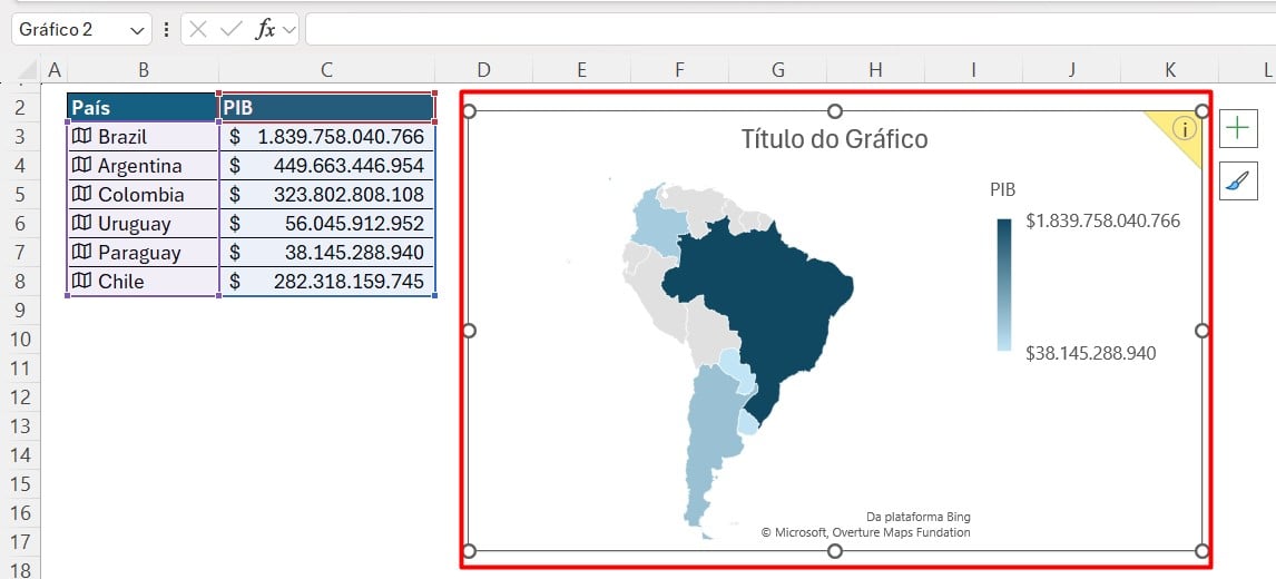 Criar e Personalizar Gráficos de Países no Excel