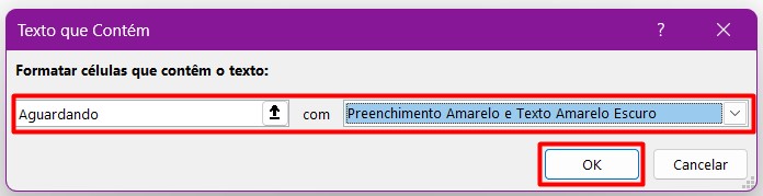 Registrando Texto para Destaque na Formatação Condicional no Excel