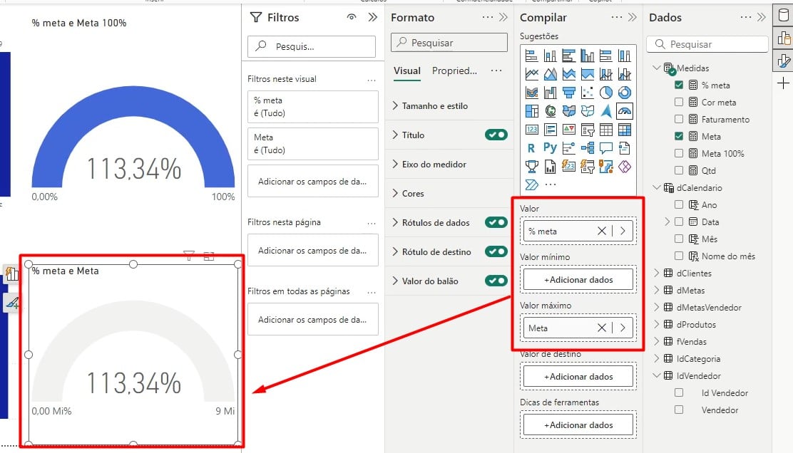 Criando o Gráfico de Velocímetro no Power BI