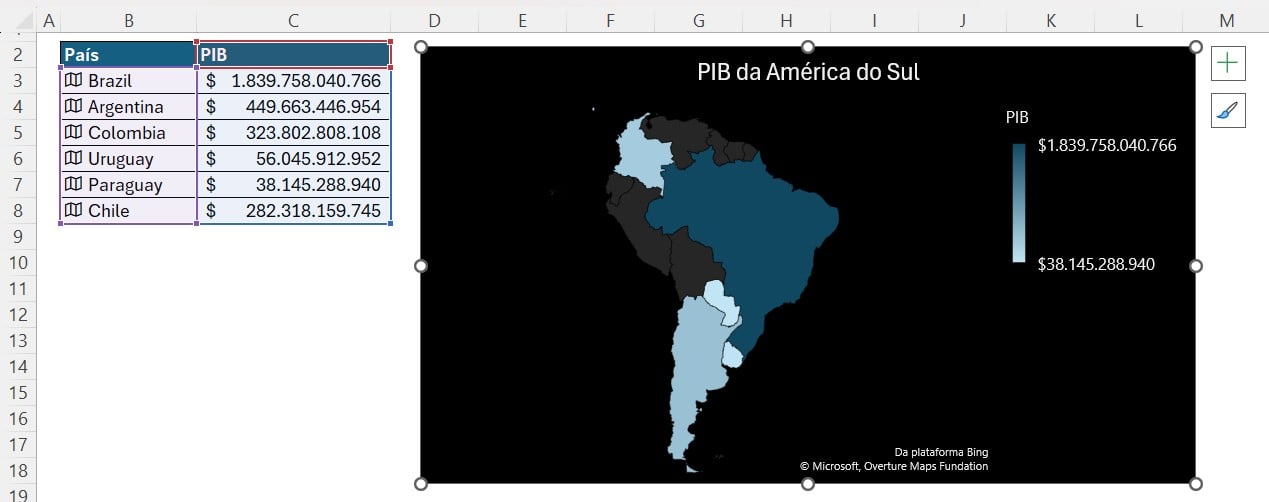 Gráfico de Mapas no Excel