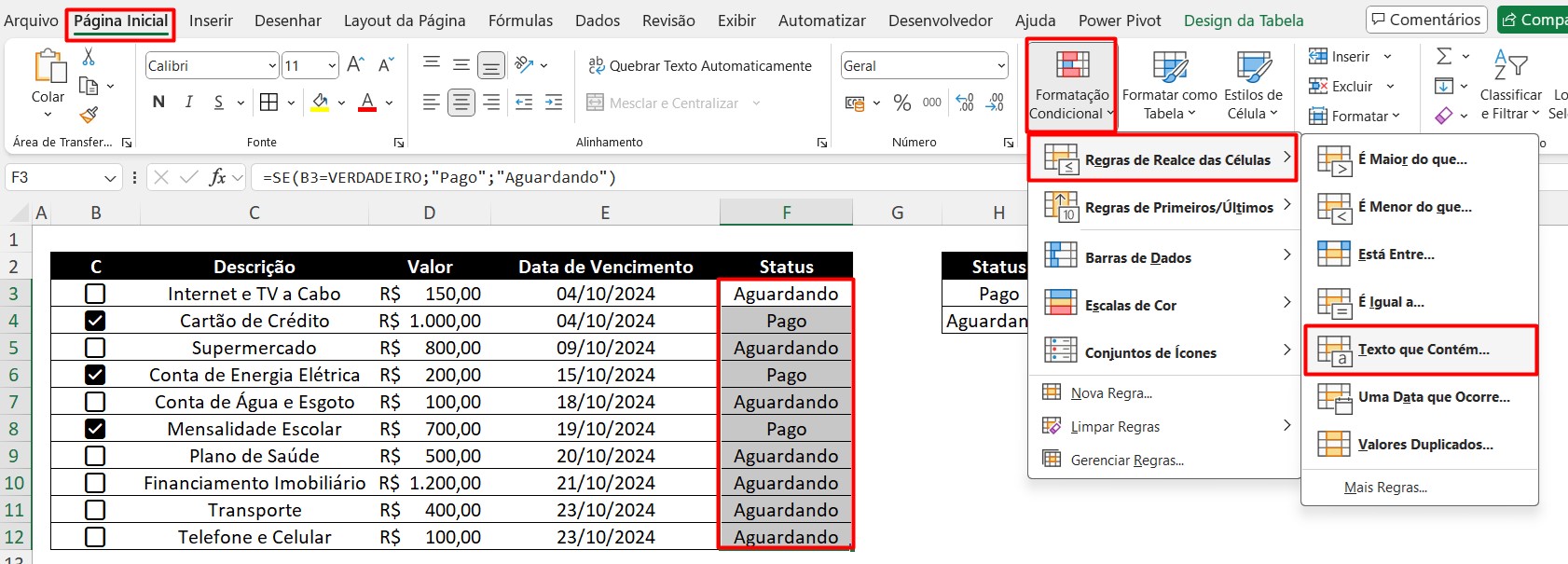 Como Inserir uma Marca de Seleção no Excel