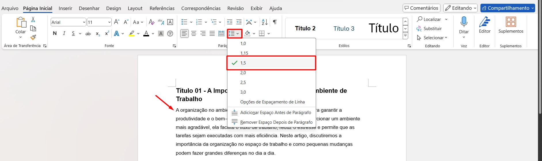 Configurando a Espaçamento do Corpo do Texto no Word