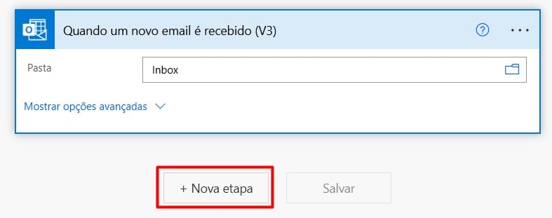 Registrando Nova Etapa do Power Automate