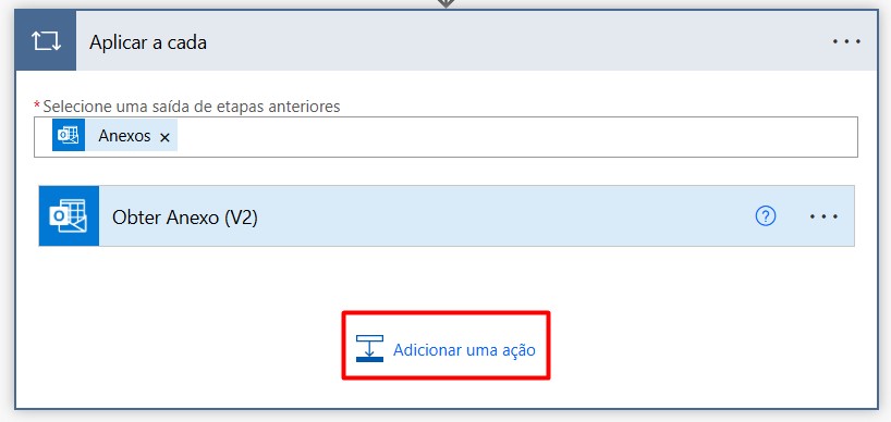 Adicionando uma Ação Dentro de uma Etapa no Power Automate