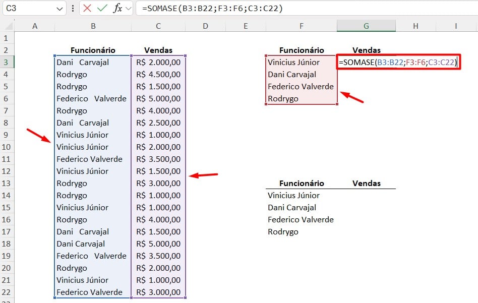 Aplicando a Função SOMASE no Excel