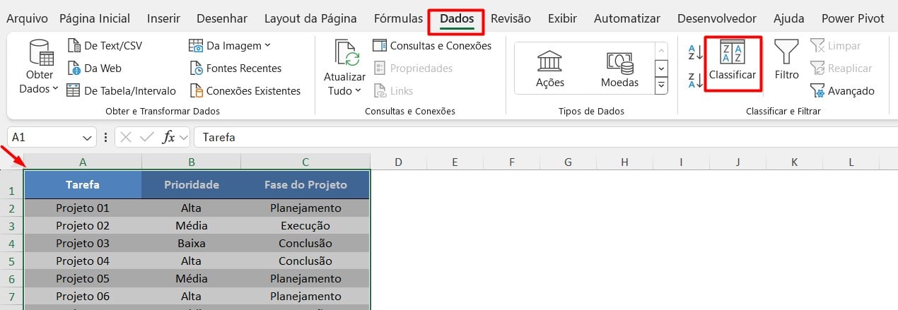 Classificando Dados no Excel