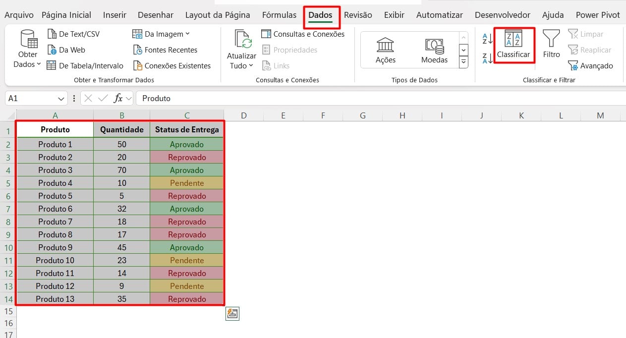 Classificando Dados por Cores no Excel