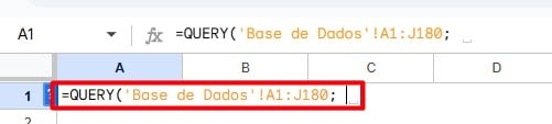 Intervalo de Dados na Função QUERY no Planilhas Google