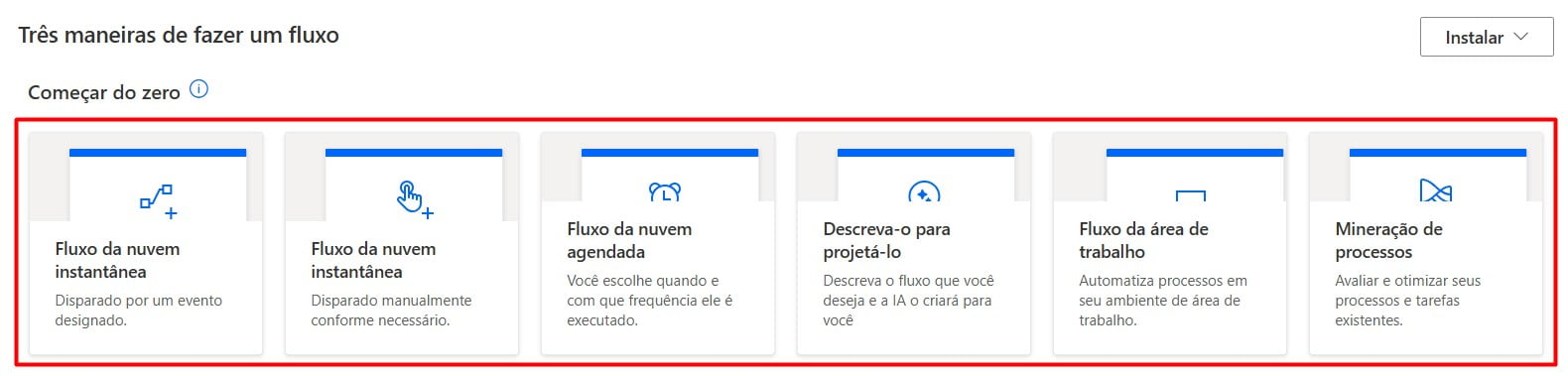 Tipos de Fluxos Disponíveis no Power Automate