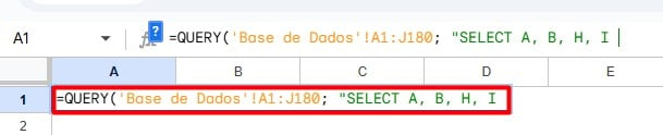 Registrando as Colunas na Função QUERY no Planilhas Google