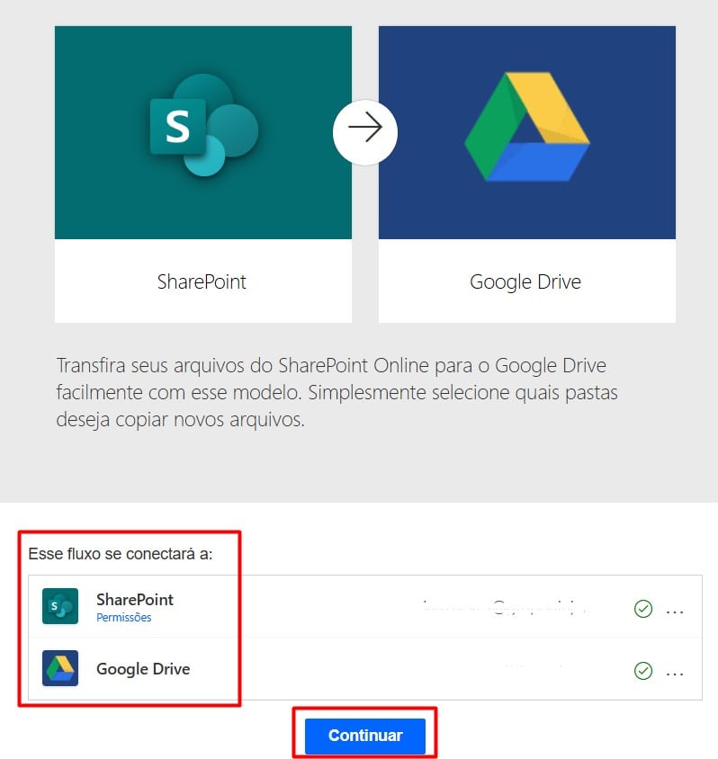 Permissões de Acesso do Power Automate e Google Drive