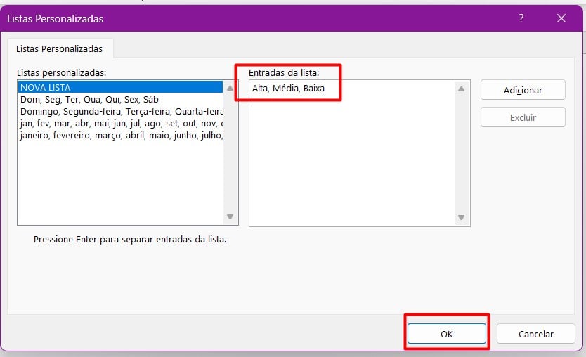 Personalizando Classificação no Excel