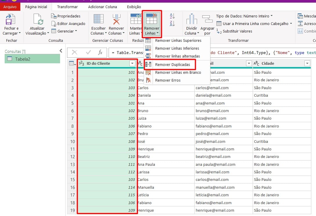 Removendo Linhas Duplicadas no Power Query