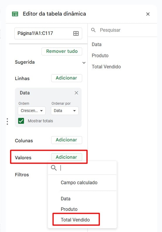 Agrupamento de Datas em Tabelas Dinâmicas no Google Sheets