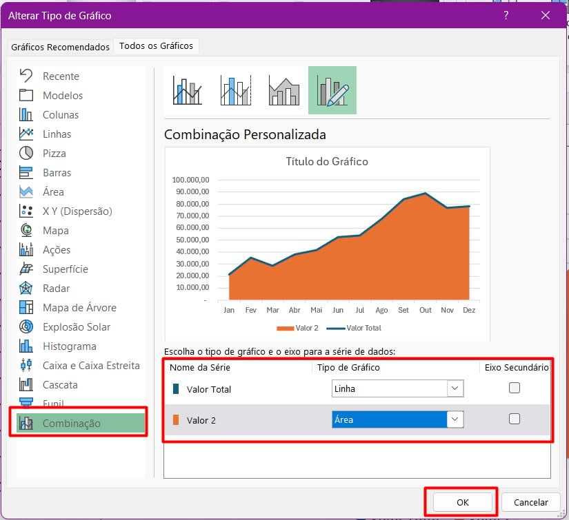 Combinando Gráficos no Excel