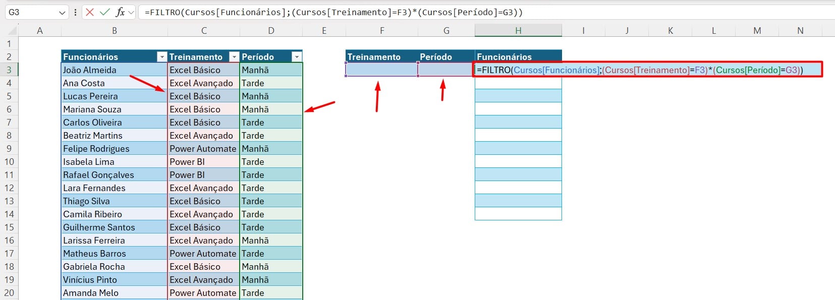 Aplicando Função FILTRO no Excel