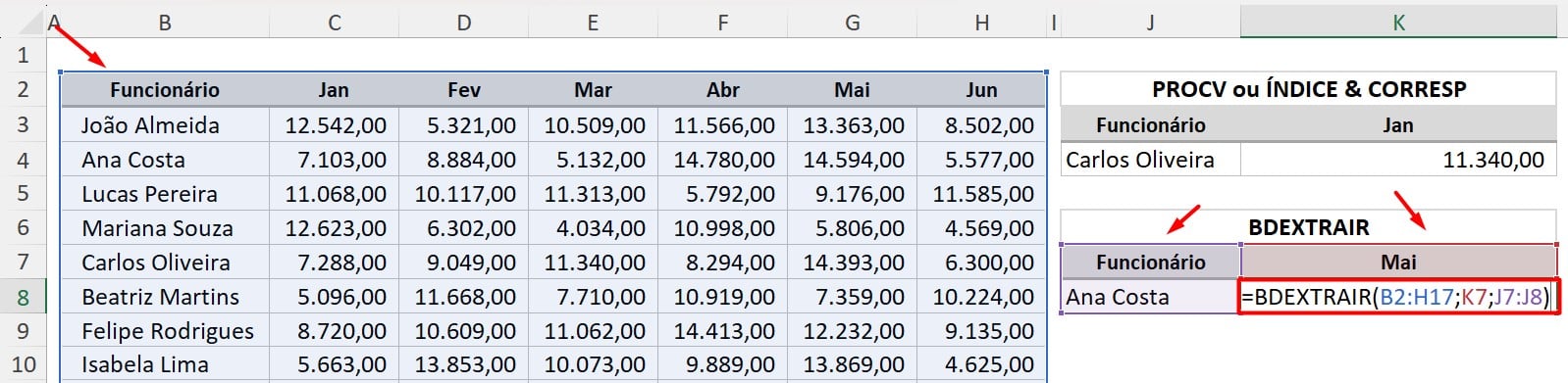 Aplicando a Função BDEXTRAIR no Excel