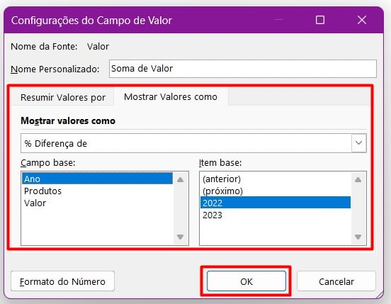 Configurando o Valor na Tabela