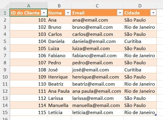 Dados do Power Query no Excel