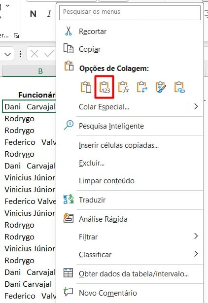 Colagem Especial no Excel