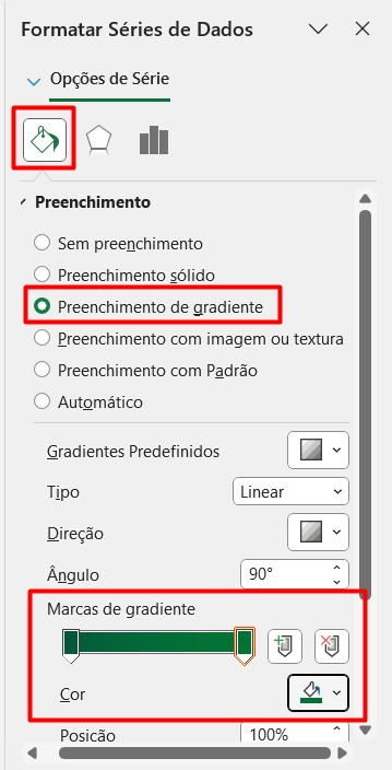 Formatando Gráfico de Área no Excel