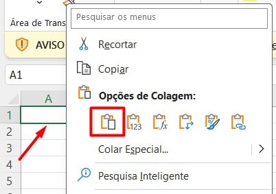 Colando Valores no Excel