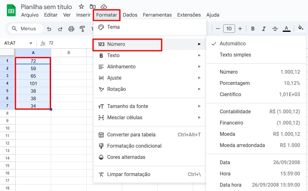 Como Personalizar Formato Numérico no Planilhas Google